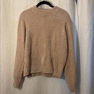 White House Black Market Shimmering Beige Crewneck Sweater